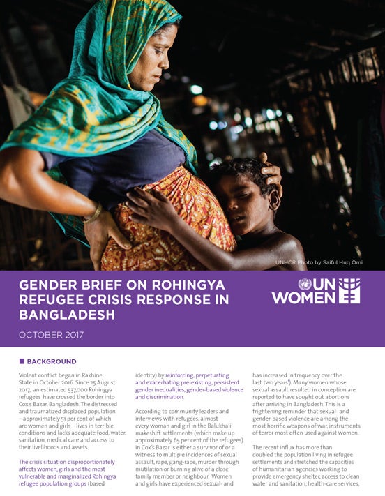Gender Brief On Rohingya Refugee Crisis Response In Bangladesh Un Women Asia Pacific